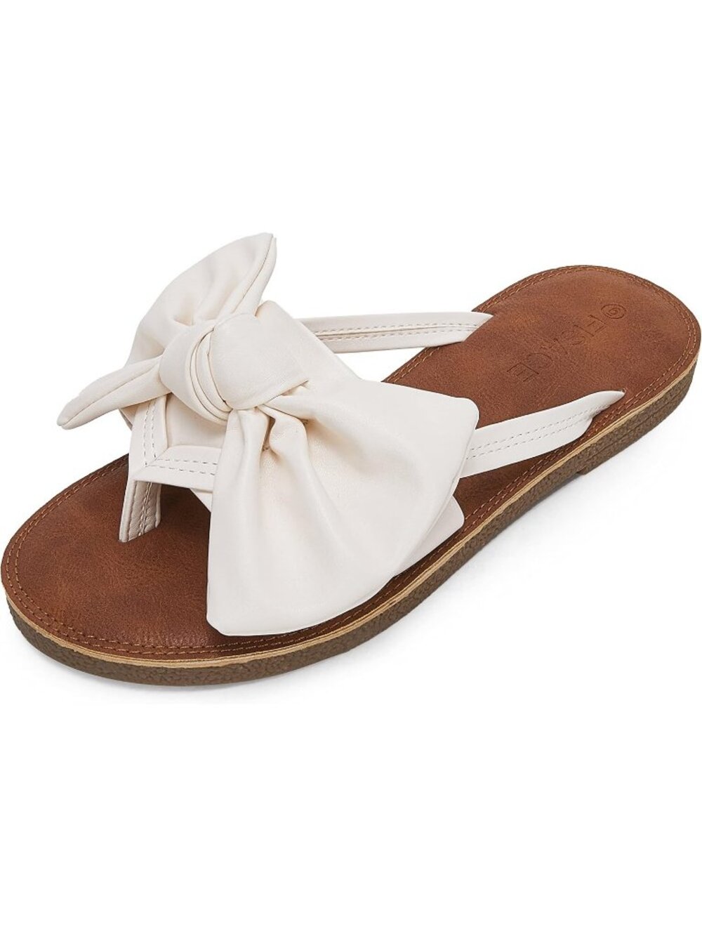 Women's White Summer Flip Flops Ring Toe Strappy Slip On Gladiator Flat Sandals